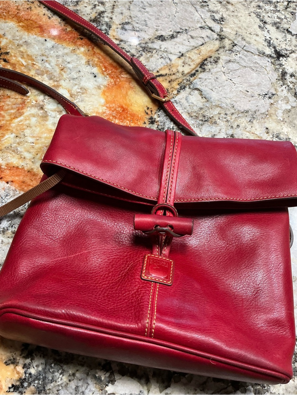 Red Leather Crossbody Bag - Unbranded